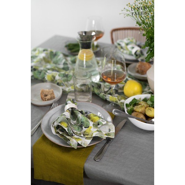 Zöld textil poháralátét szett 4 db-os Lotus – Linen Tales-image-3