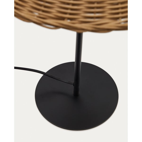 Fekete-natúr színű asztali lámpa rattan búrával (magasság 50 cm) Urania – Kave Home-image-3