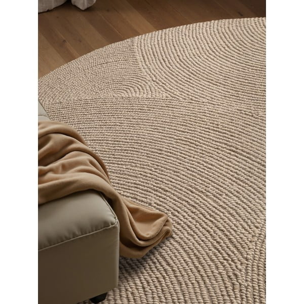 Bézs kézi szövésű gyapjú kerek szőnyeg ø 150 cm Eleni Light Beige – Hanse Home-image-3