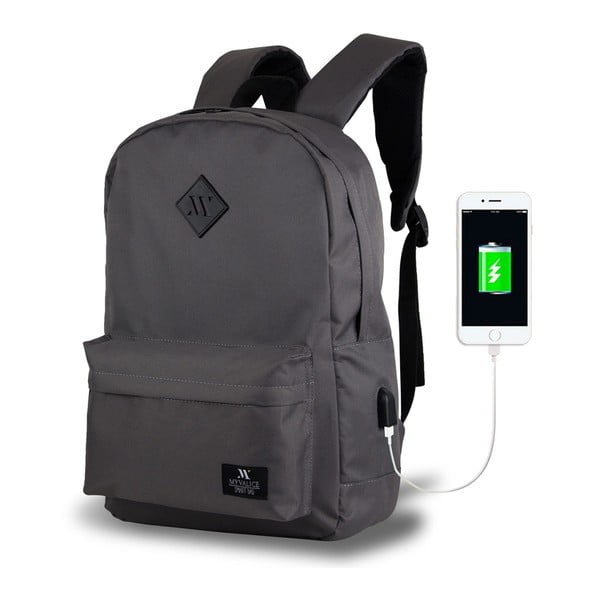 SPECTA Smart Bag szürke hátizsák USB csatlakozóval - My Valice