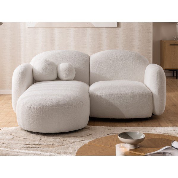 Krémszínű buklé sarokkanapé (bal oldali-heverő résszel) Orbit – Ropez-image-1