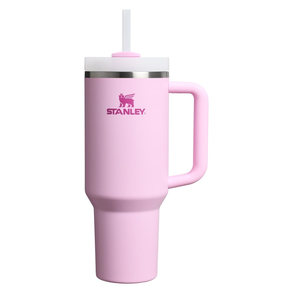 Rózsaszín rozsdamentes acél termosz szívószállal 1,18 l Quencher H2.0 FlowState Tumbler Cherry Blossom Stanley