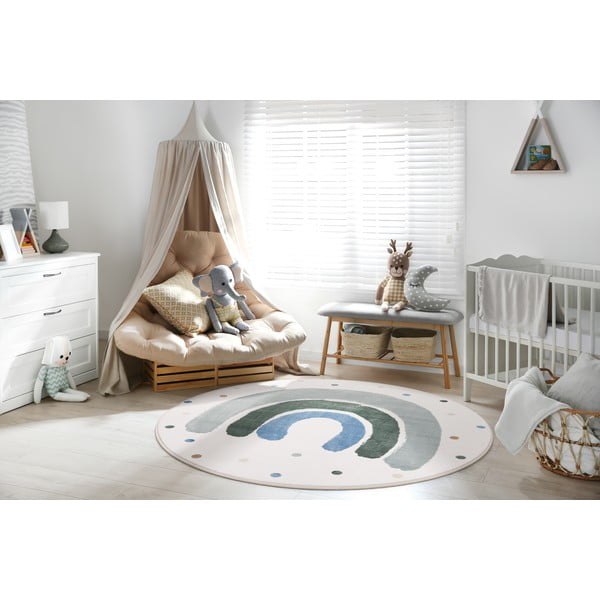 Zöld-elefántcsont színű gyerek szőnyeg ø120 cm Joyful Mint – FD-image-1