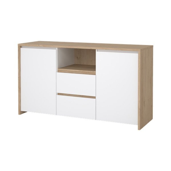 Fehér-natúr színű komód tölgyfa dekorral 149x84x48 cm Next – Tvilum-image-4