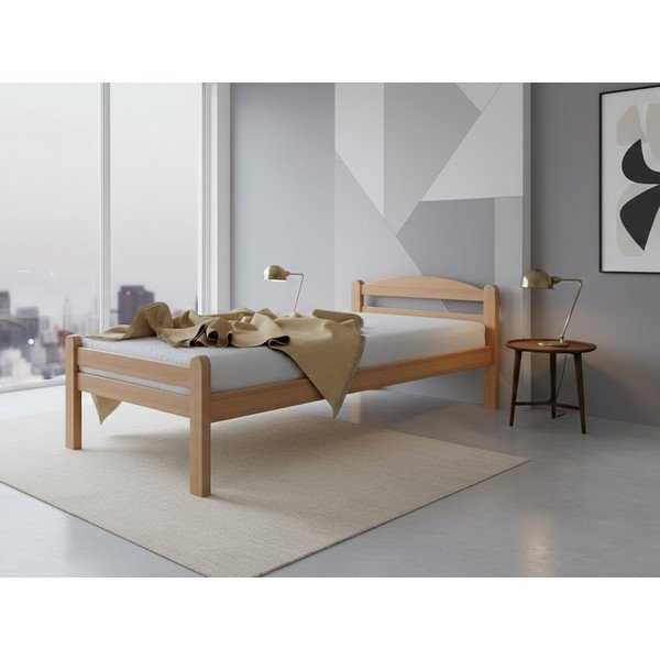 Natúr színű bükkfa egyszemélyes ágy ágyráccsal 90x200 cm Bellariva – B.E.S.-image-1