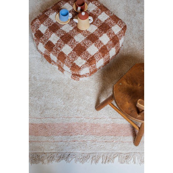 Rózsaszín-krémszínű mosható kézi szövésű pamut szőnyeg 90x130 cm Gastro Rose – Lorena Canals-image-3