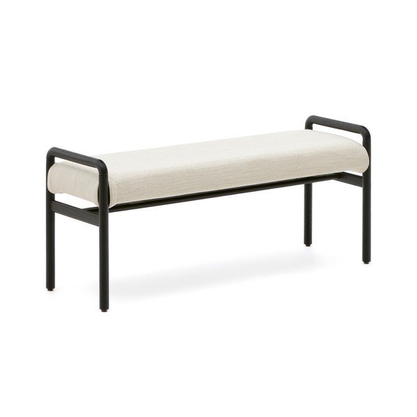 Fekete-krémszínű zsenília pad Macaret – Kave Home-image-2