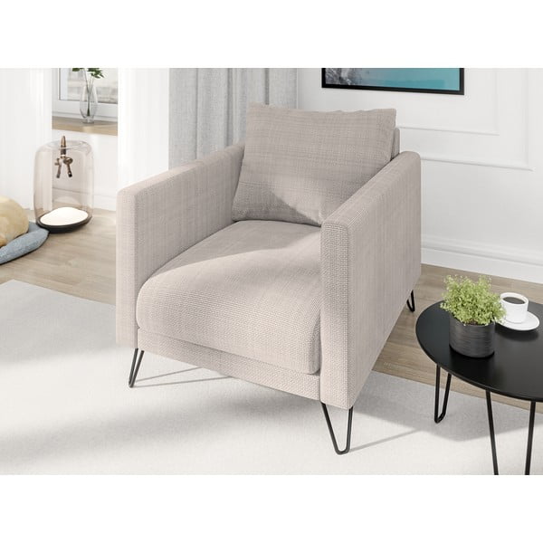 Világosbarna zsenília fotel Freya – Ropez-image-3