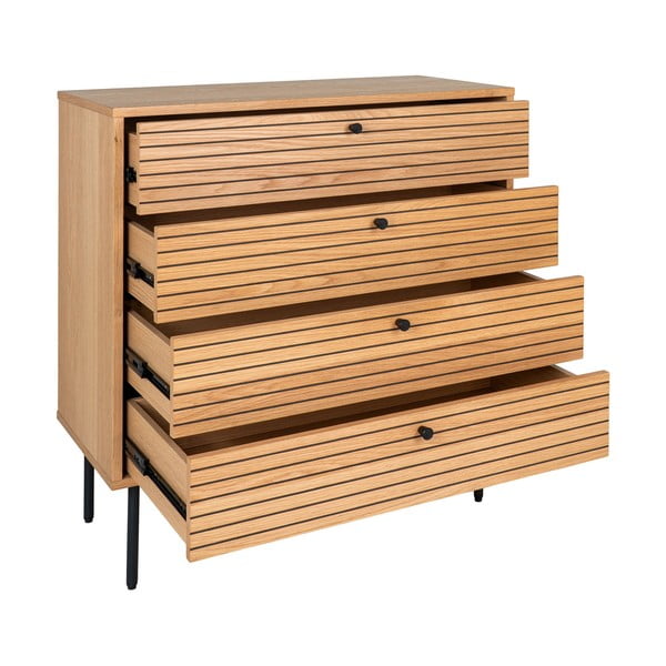 Natúr színű magas komód tölgyfa dekorral 80x85 cm Kyoto – House Nordic-image-2