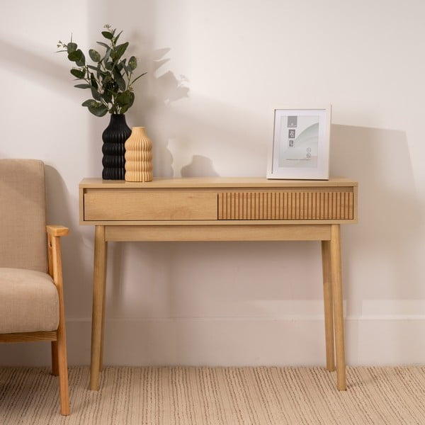 Natúr színű konzolasztal 30x100 cm Iona – Casa Selección-image-1