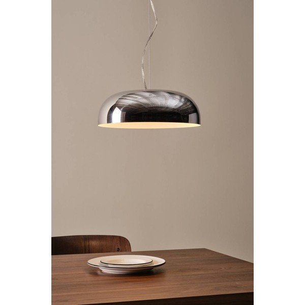 Fényes ezüstszínű acél függőlámpa ø 35 cm Ragge – Jotex-image-1