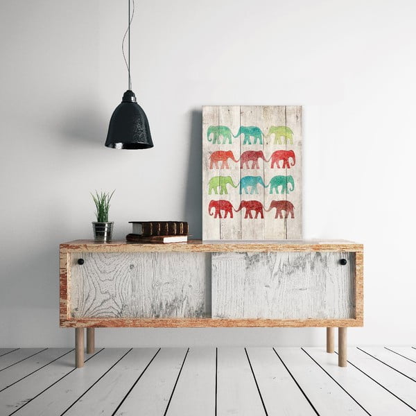Elephants Cue fa dekoratív tábla, 40 x 60 cm - Surdic-image-1