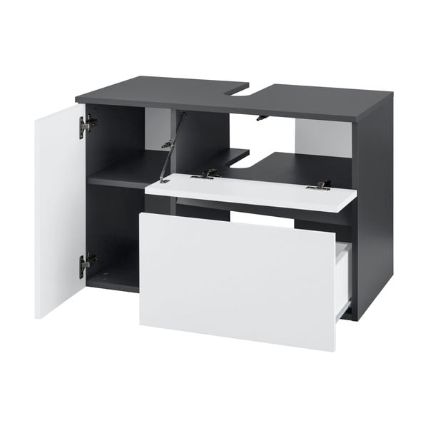 Fehér-antracitszürke fali mosdó alatti szekrény 80x53 cm Wisla – Støraa-image-2