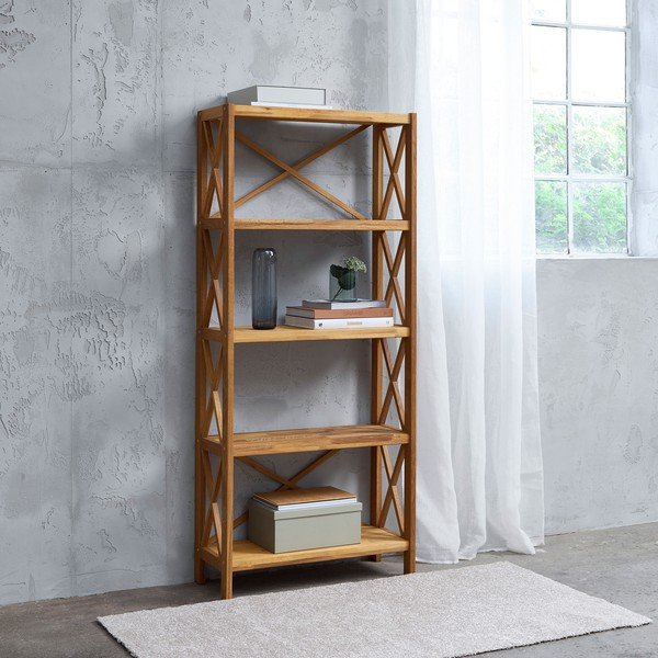 Natúr színű tölgyfa polcos állvány 70x161 cm X-Shelf – Unique Furniture-image-1