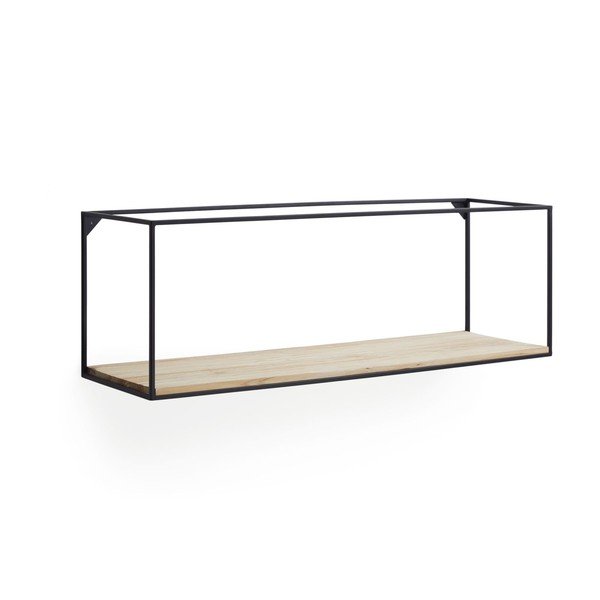 Fekete-natúr színű jegenyefenyő fali polc 90 cm Elisha – Kave Home