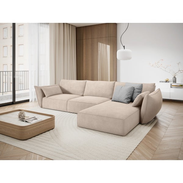 Bézs sarokkanapé (jobb oldali) Vanda – Mazzini Sofas-image-1