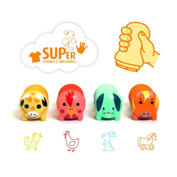 Gyerek nyomda készlet 4 db-os Állatok a farmról - Djeco-image-1