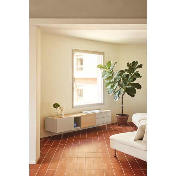 Bézs-natúr színű TV-állvány tölgyfa dekorral 180x45 cm Otto – Teulat-image-1