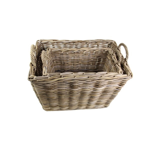 Woody kubu rattan tárolókosár, 2 db - HSM Collection-image-1