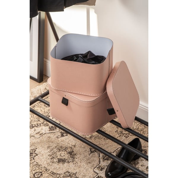 Rózsaszín fedeles karton tárolódoboz szett 2 db-os 28,5x28,5x19,5 cm Ludvig Paper Laminate – Bigso-image-1