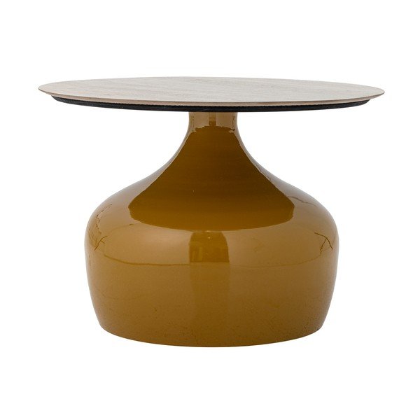 Sárga kerek dohányzóasztal kerámia asztallappal ø 60 cm Lecco – Bloomingville-image-3