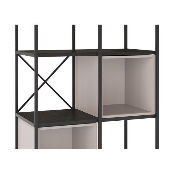 Fekete-krémszínű könyvespolc 71x179 cm Anya – Marckeric-image-4