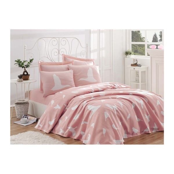 Single Pique Rosa pamut ágytakaró kétszemélyes ágyra, 200 x 235 cm