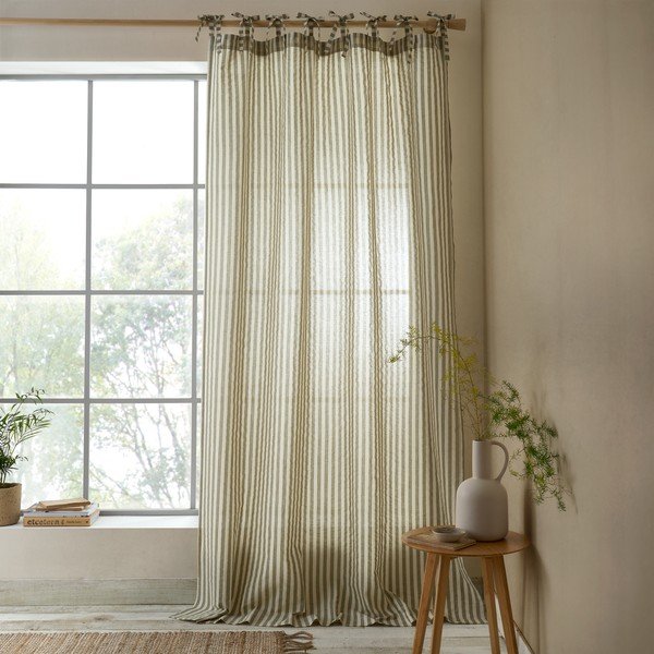 Zöld függöny 140x229 cm Zanzibar Woven Stripe – Pineapple Elephant-image-1