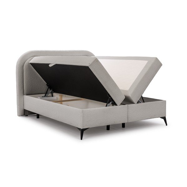 Világosszürke ágyneműtartós boxspring ágy 200x200 cm Ornes – Ropez-image-3