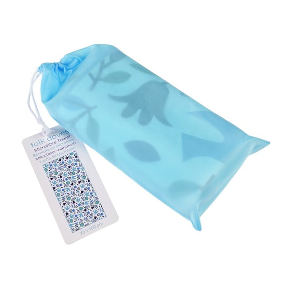 Folk Doves kék-fehér mikroszálas fürdőlepedő, 70 x 150 cm - Rex London-image-2