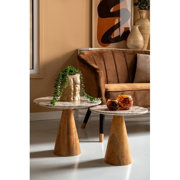 Kerek tárolóasztal márvány dekoros asztallappal ø 50 cm Force   – Leitmotiv-image-1