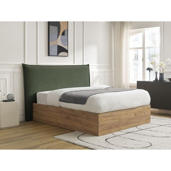 Zöld kárpitozott kárpitozott-forgácslemez ágyneműtartós franciaágy ágyráccsal 160x200 cm Charlie – Bobochic Paris-image-3