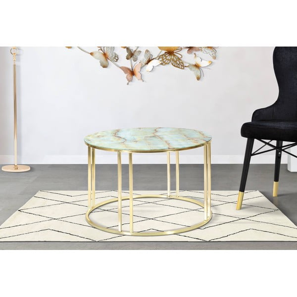 Sepa fehér és aranyszínű dohányzóasztal, ø 75 cm - Mauro Ferretti-image-1