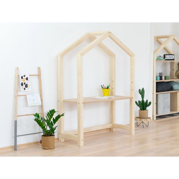 Stolly natúr fa házikó asztal bézs asztallappal, 97 x 39 cm - Benlemi-image-1
