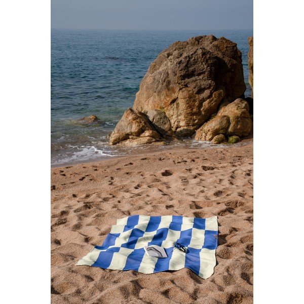 Világossárga-kék pamut strandtörölköző 100x160 cm Su – noo.ma-image-1