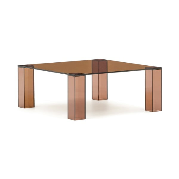 Barna üveg dohányzóasztal 85x85 cm Adularia – Kave Home
