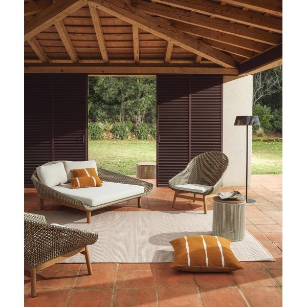 Zöld kétszemélyes rattan kerti napozóágy Olbia – Kave Home-image-2