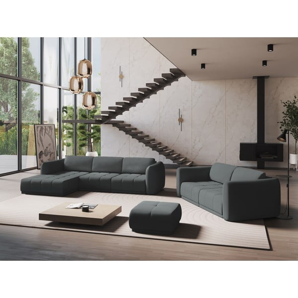 Sötétszürke sarokkanapé (bal oldali) Hoku – Makamii-image-1