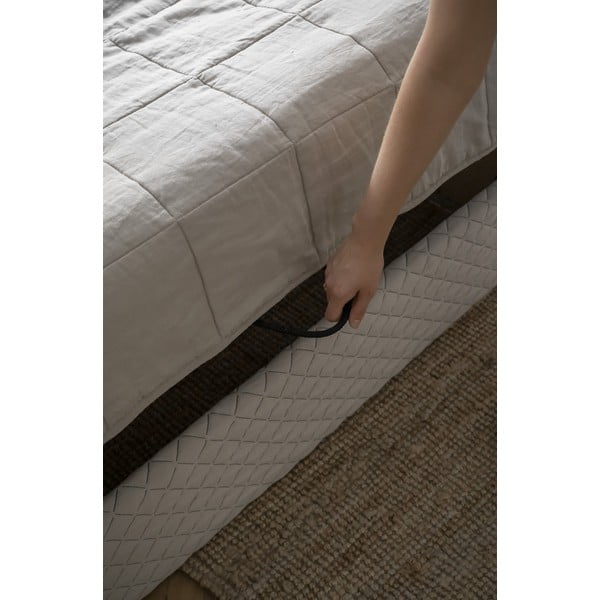 Bézs kárpitozott egyszemélyes ágy tárolóhellyel, ágyráccsal 90x200 cm Sleepy Luna – Miuform-image-1