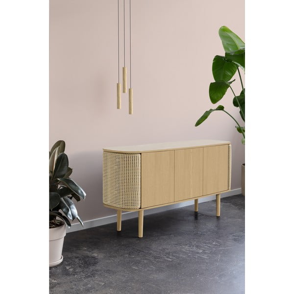 Natúr színű alacsony komód tölgyfa dekorral 150x75 cm Treasures – UMAGE-image-1