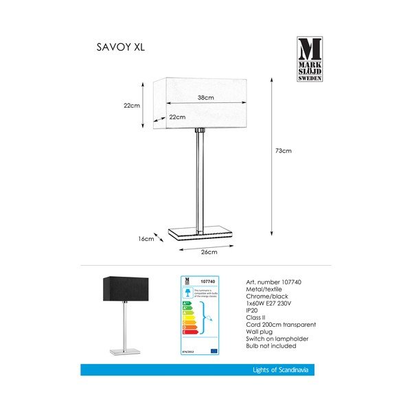 Savoy XL Table Black fekete asztali lámpa - Markslöjd-image-1