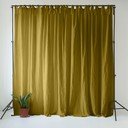 Okkersárgás-zöld len függöny 140x170 cm Moss Green – Linen Tales