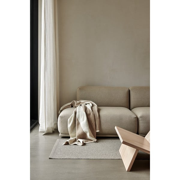 Bézs-krémszínű gyapjúkeverék takaró 140x180 cm Bob Mud Vanilla – Pappelina-image-1