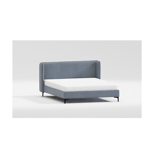 Kék kárpitozott franciaágy ágyráccsal 180x200 cm Basti – Ropez-image-3