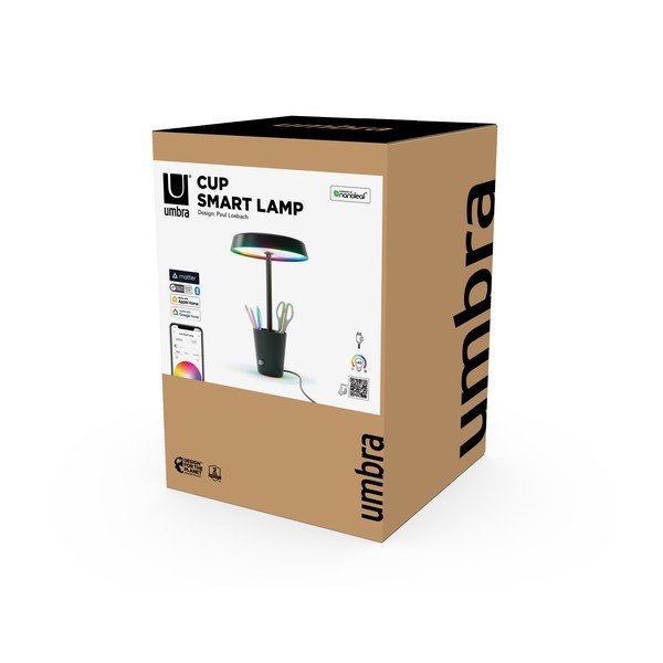 Matt fekete LED asztali lámpa (magasság 31 cm) Cup – Umbra-image-4