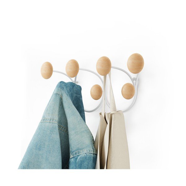 Fehér-natúr színű borovi fenyő fali fogas Dotsy – Umbra-image-4