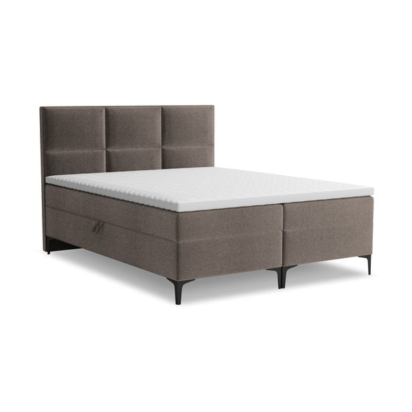 Barna ágyneműtartós boxspring ágy 140x200 cm Pakalana – Makamii