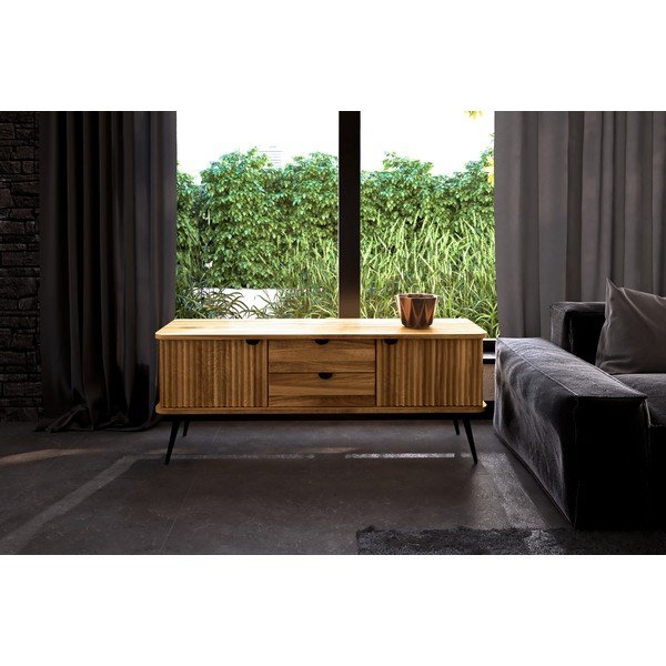 Natúr színű tölgyfa alacsony komód 144x57 cm Kula – The Beds-image-1