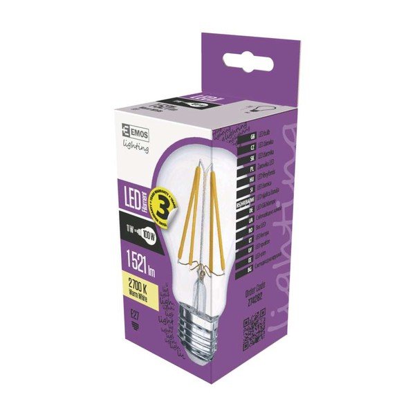 Filament Warm White LED izzó, A60, WW, 11W E27 - EMOS-image-2
