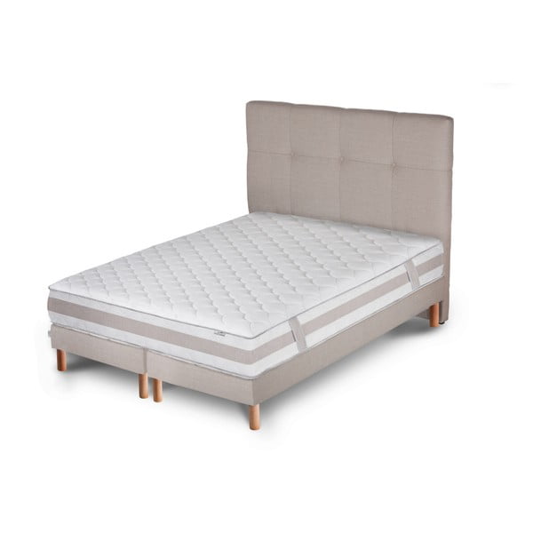Saturne Saches világosszürke ágy matraccal és dupla boxspringgel, 180 x 200 cm - Stella Cadente Maison